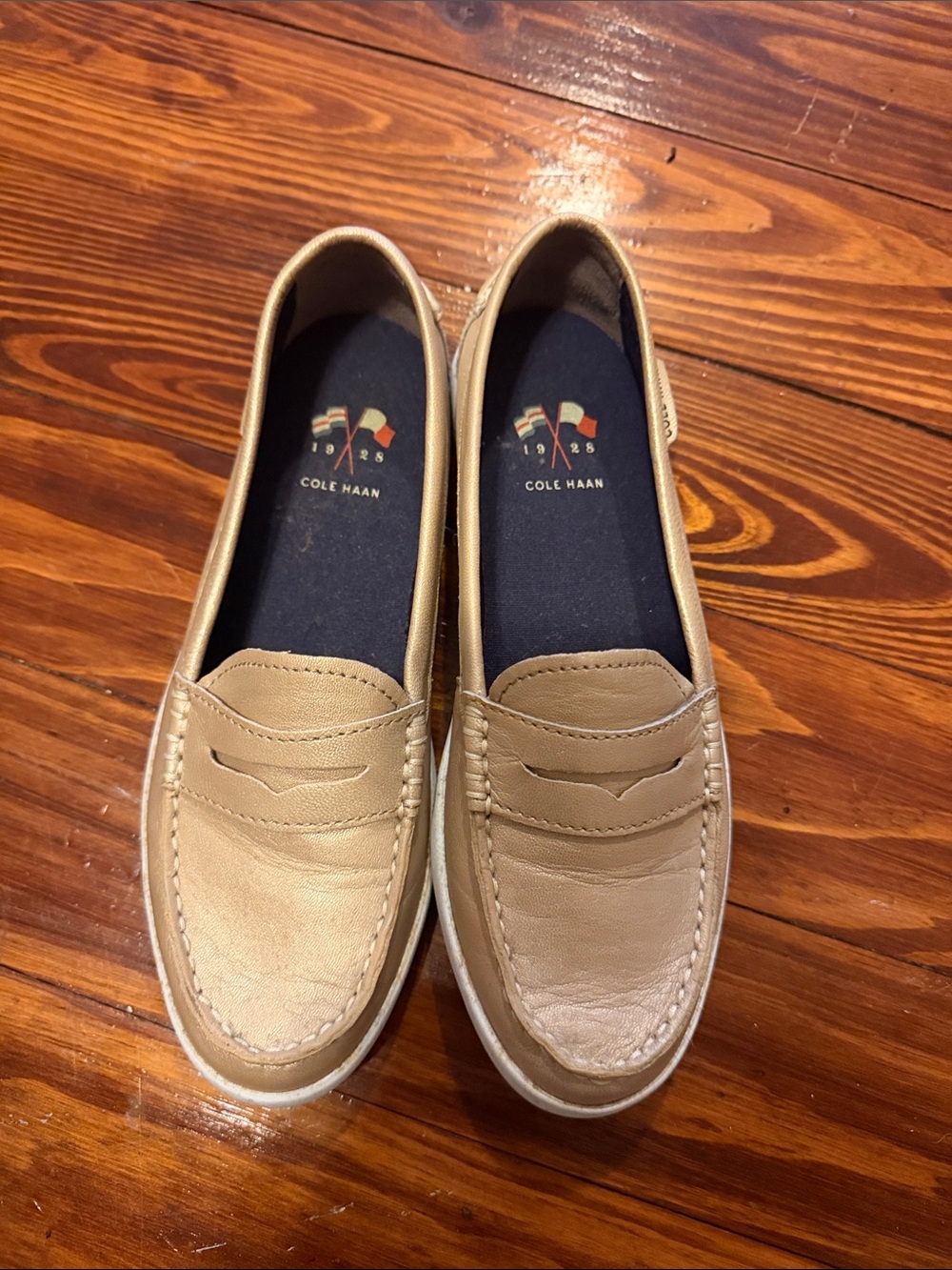 Cole Haan Woman Tan Leather Penny Loafers